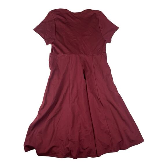 Torrid size 0 large 12 Red A-Line faux Wrap Midi Dress knee length wine - Picture 4 of 13